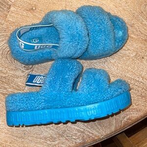 UGG OH Fluffita Women's Slippers Platform Blue Logo Size 1120876SPL